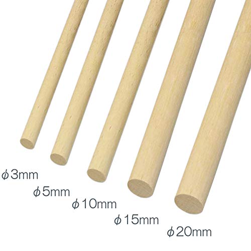白木 丸棒材 長さ900mm×φ20mm 5本組